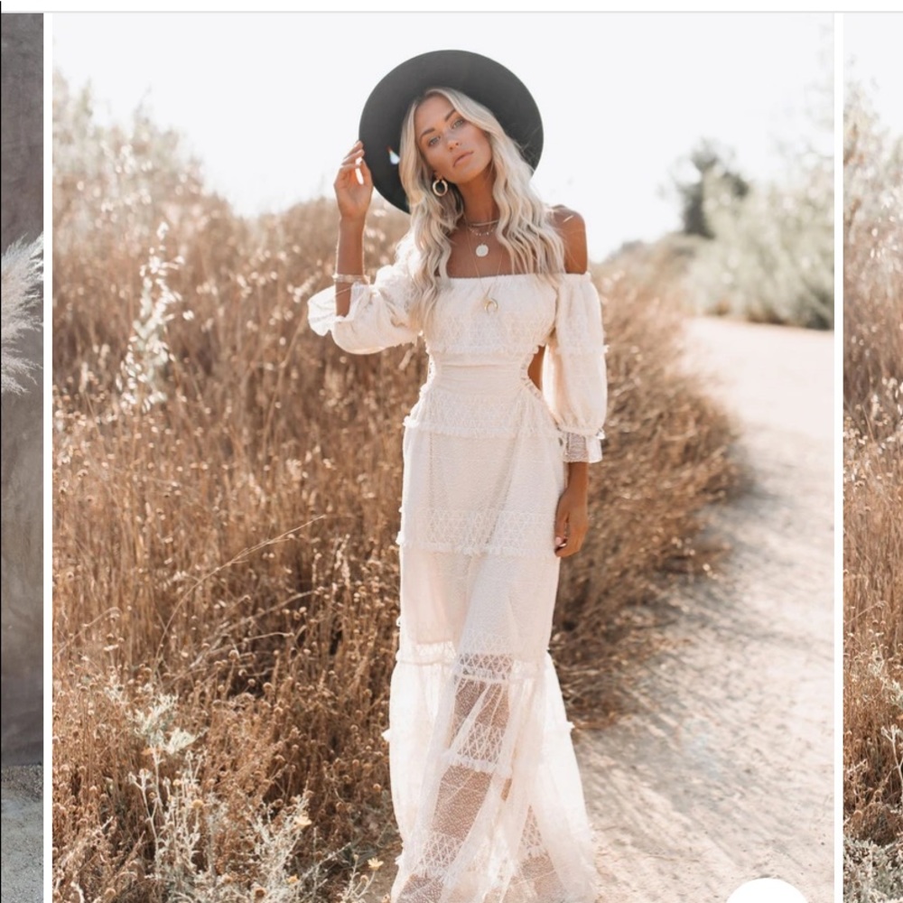 VICI Collection -Porsha off the shoulder cut out maxi dress